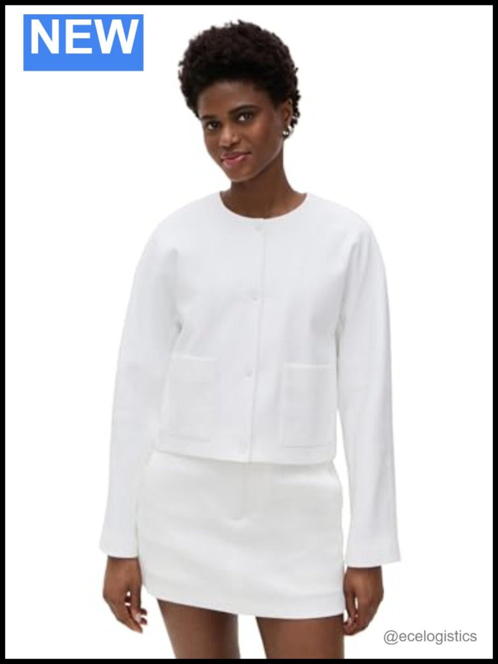 Vince Cropped Collarless Snap Jacket Long Sleeve